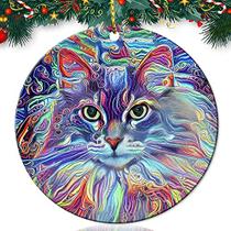 Presentes de gato para amantes de gatos 2021 Enfeites de Natal pendurados Decorações internas Limpeza Meias Recheios Mulheres Menina Keepasake Decoração da árvore de Natal Weatonwo