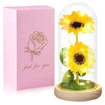 Presentes de girassol Flower in Glass Dome QUNPON para mãe e filha