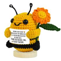 Presentes para professores OASSIE Mini, crochê de abelha positivo feito à mão
