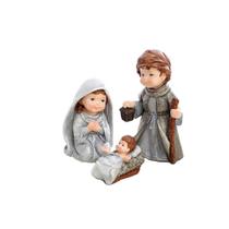 Presépio 3 Peças Sagrada Família Infantil 15 CM em Resina Cinza