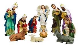 Presépio Árvore Natal Resina Completo Grande 11 Peças - 30cm Presépio Árvore Natal Resina Completo Grande 11 Peças - 30cm