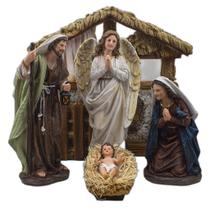 Presépio Com Casinha Importado Resina 12 Peças 35 Cm Presépio Com Casinha Importado Resina 12 Peças 35 Cm