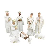 Presépio Completo 10 Peças Resina Branco Enfeite Natal Presépio Completo 10 Peças Resina Branco Enfeite Natal