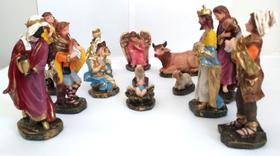 Presépio Completo 14 peças Resina 12 Cm Decoração Natal - Evangelize