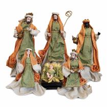 Presépio de Natal 40cm 6 Peças Seda Resina Pintada Saldão Presépio de Natal 40cm 6 Peças Seda Resina Pintada Saldão