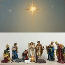 Presépio de Natal Lindo Cores vivas Completo 11 Peças 30 cm Resina Premium Presépio de Natal Lindo Cores vivas Completo 11 Peças 30 cm Resina Premium