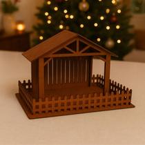 Presépio de Natal MDF Completo com Cercado e Telhado para Montar Decoração Natalina Artesanal Presépio de Natal MDF Completo com Cercado e Telhado para Montar Decoração Natalina Artesanal