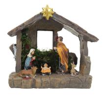 Presépio De Natal Realista Em Resina Iluminado Fita De LED 20cm