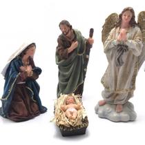Presépio de Natal Sagrada Família com Anjo Resina 4 Peças - FORNECEDOR 8