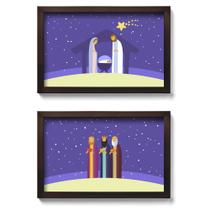 Presépio de Parede Quadro Natalino com Reis Magos - kit com Presépio de Parede Quadro Natalino com Reis Magos - kit com