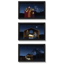 Presépio de Parede Quadro Natalino Noite de Natal - kit com Presépio de Parede Quadro Natalino Noite de Natal - kit com
