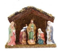 Presépio De Porcelana Natal 6 Figuras E Casa 20cm Magizi - Net rusticos