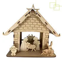 Presépio em MDF Enfeite Natalino Artesanal para Decoração de Mesa e Ambiente