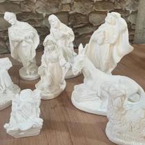 Presépio Gesso Cru 14 peças completo lindas peças perfeito para o Natal em família Envio Imediato