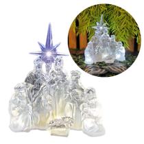 Presépio Iluminado LED Acrílico Transparente Luxo 17cm - Nataluz