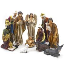 Presépio Importado Resina 11 Peças 16 cm - Jesus e Família - Amém Decoração Religiosa