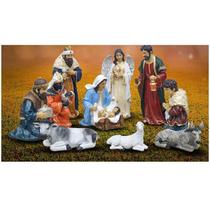 Presépio Nascimento Jesus 11 peças 60cm - Resina Resistente - Manaom