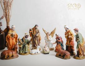 Presépio Natal 20cm Resina Completo Importada 11 Peças - Sacro