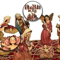 Presépio Natal Completo 11 Peças Sagrada Família Escultura Escritório Rei Mago Luxuoso