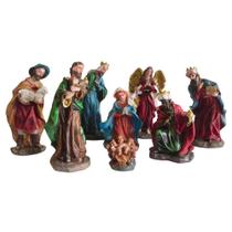 Presépio Natalino 8 Peças 11cm Resina Importada Pintada á Mão