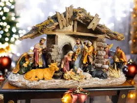 Presépio Natalino com 11 Personagens Peça Única em Resina 40cm Presépio Natalino com 11 Personagens Peça Única em Resina 40cm