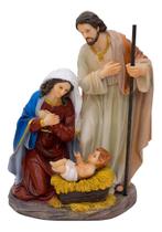 Presépio Natalino Decoração Natal Sagrada Família Maria Jesus 30cm - Enfeite Resina
