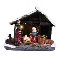 Presépio Natalino Jesus Maria Com Luz 10cm - Enfeite Resina