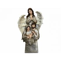 Presépio sagrada família 37cm com anjo resina importada - ANGELA COLLECTION