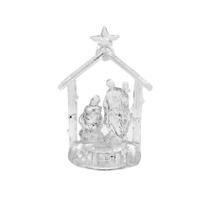 Presépio Sagrada Família Cristal Acrílico Iluminado LED Branco 12cm - Magizi