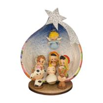 Presépio Sagrada Família em Cabaça Artesanal Biscuit 13cm