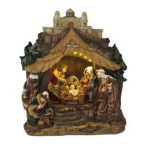 Presépio TEMPLO PLANNA em Resina 3AA 32x7x36cm Decoração de Natal