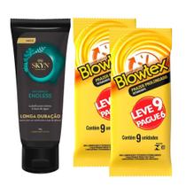 Preservativo Blowtex Retardante 2pct Camisinhas Lubrificadas e Gel Lubrificante Íntimo Naturally Skyn Endless Neutro