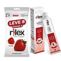 Preservativo Camisinha Rilex Leve 8 Pague 6 sabor Morango + gel lubrificante morango 50g Preservativo Camisinha Rilex Leve 8 Pague 6 sabor Morango + gel lubrificante morango 50g