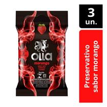 Preservativo Olla Morango 3 Unidades
