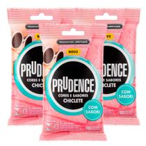 Preservativo Prudence Cores e Sabores Chiclete 3 Unidades Kit com três unidades