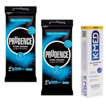 Preservativo Prudence Extra Grande Ultra Sensível 12 Unidades 56mm + gel kmed 25 gramas