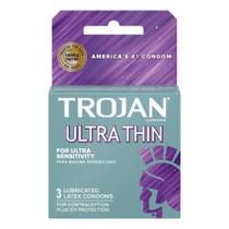 Preservativo Trojan Ultra Thin Sensitive caixa com 3 unidades