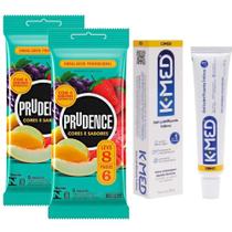 Preservativos Camisinhas Cores E Sabores Prudence 2 pacotes + Kmed 25 gramas Preservativos Camisinhas Cores E Sabores Prudence 2 pacotes + Kmed 25 gramas