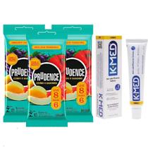 Preservativos Camisinhas Cores E Sabores Prudence 3 pacotes + Kmed 25 gramas