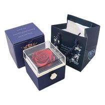 Preserved Eternal Rose + caixa de presente+bolsa para presente de Natal