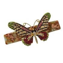 Presilha Acrílico Marmorizado Borboleta Strass Coloridos
