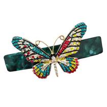 Presilha Acrílico Marmorizado Borboleta Strass Coloridos
