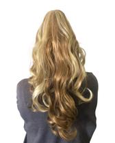 Presilha Aplique Cabelo Sintético Ondulado Loiro Médio Bege e Mechas Claras