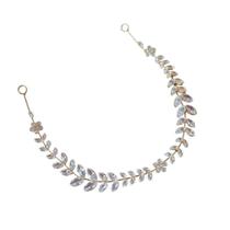 Presilha Arranjo de Folhagens com Zircônias Dourado e Material Flexível