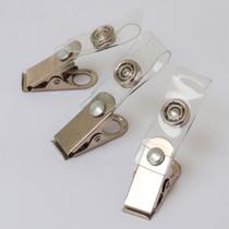Presilha Clips Jacaré Com Alça Transparente Para Crachá 100 Unidades