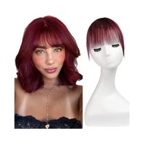 Presilha De Cabelo Com Franja De Cabelo Humano Real Em Cobre Gengibre Para Mulheres, Franja Leve