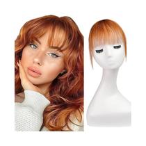 Presilha De Cabelo Com Franja De Cabelo Humano Real Em Cobre Gengibre Para Mulheres, Franja Leve