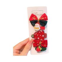 Presilha De Cabelo De Natal Fofa Com Laço, Desenho Animado, Tecido, Sino, Rena, Floco De Neve E