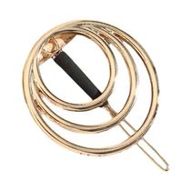 Presilha De Cabelo Dourada Fosca Com Pérolas 5cm, Vazada Torcida Brilhante Redonda Elegante Para