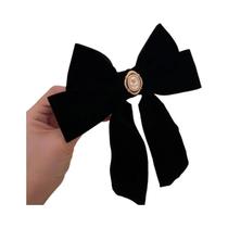 Presilha De Cabelo Elegante Em Veludo Preto Com Laço De Rosa Para Mulheres, Acessório De Moda Para Presilha De Cabelo Elegante Em Veludo Preto Com Laço De Rosa Para Mulheres, Acessório De Moda Para